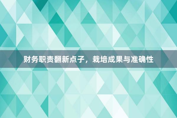 财务职责翻新点子，栽培成果与准确性