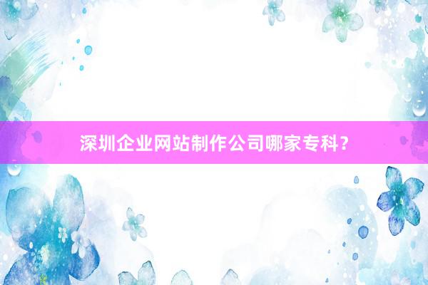 深圳企业网站制作公司哪家专科？