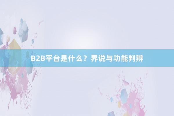 B2B平台是什么？界说与功能判辨